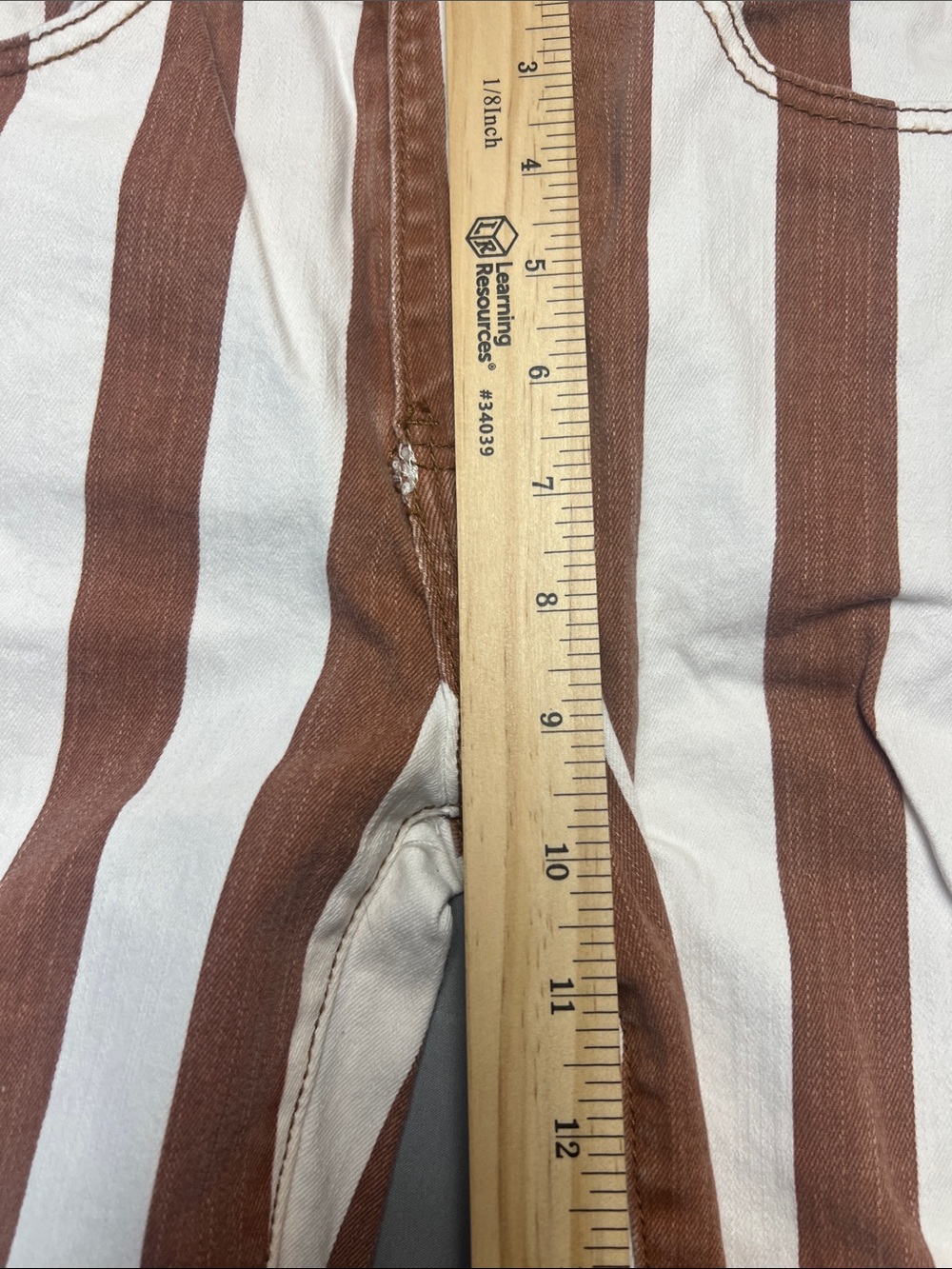 Saints &hearts Striped High-Waist Flare Jeans in Brown & White - Picture 6 of 8